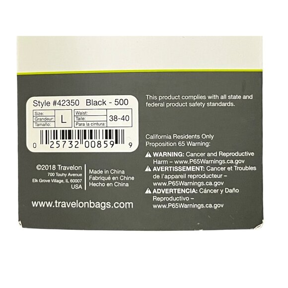 Travelon Money Belt Security Friendly Black L 38-40 Hidden Zipper Pocket NEW - Picture 7 of 14